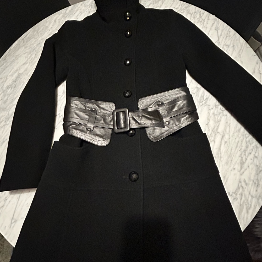 Vintage 2008 Mackage Black Coat with Black Leather: MADE IN CANADA